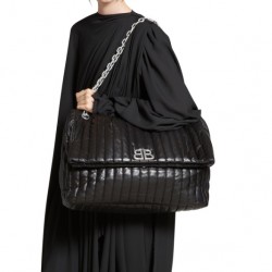 발렌시아가 BALENCIAGA 여성 MONACO 라지 퀼트 체인백 블랙